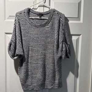 J. Crew Black and White Striped Short Sleeve Top
